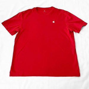 Apple Computer Red White Holiday Christmas MED Logo Store Employee Top T Shirt